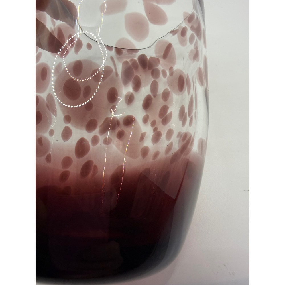 Handblown Art Glass Vase Purple Red Confetti Heavy Base 8.5" Modern Decor - Picture 11 of 11
